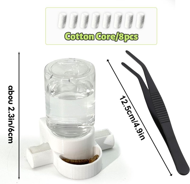 Julang Jumping Spider Accessories, Jumping Spider Water Dispenser, Magnetic Hanging Feeder with Tweezers for Jumping Spiders, Tarantulas, Praying, Mantises (White) - Image 2